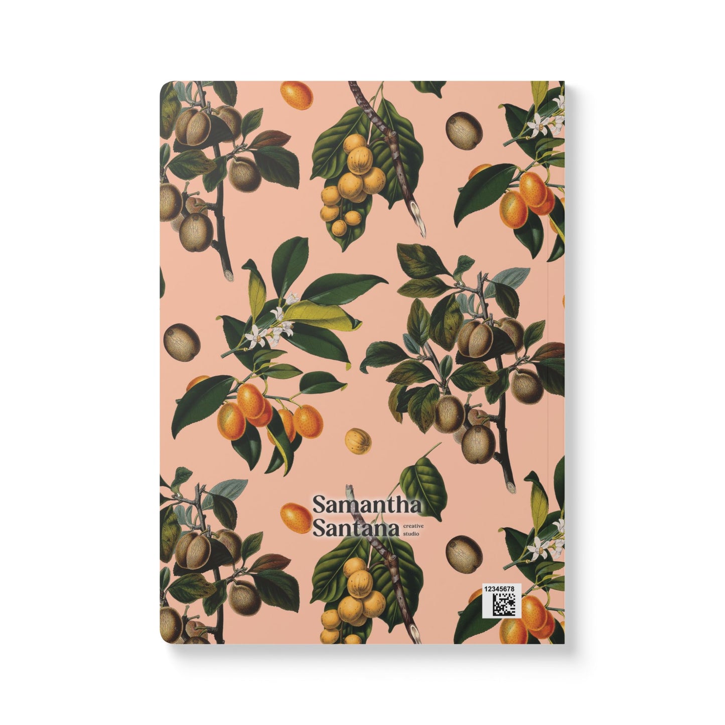 Vintage Orchard Softcover Personalized Journal, peach (add your name)