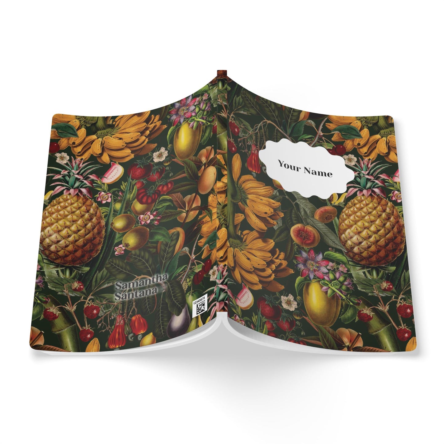 Juicy Fruit Softcover Personalized Journal, dark green and multicolor (add your name)