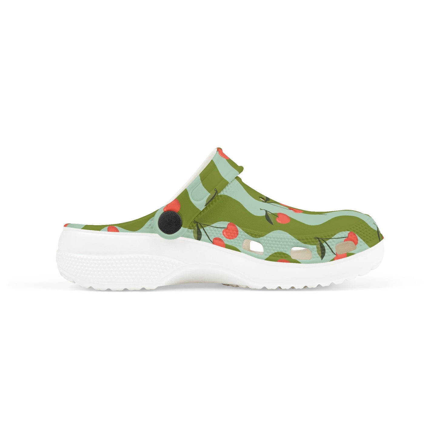 Wavy Cherry Kid's EVA Foam Clogs — Teal & Green Patterned Slip-Ons