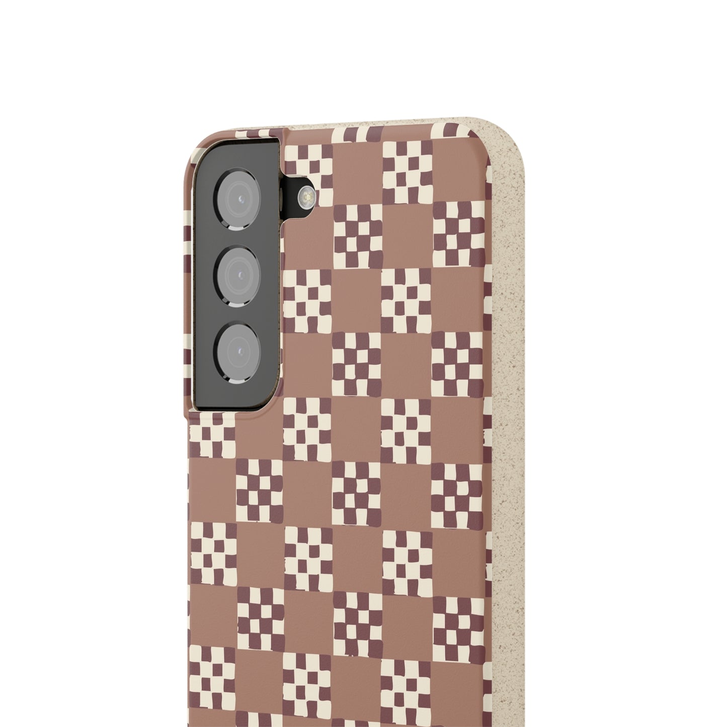 Checkered Quilt Biodegradable Phone Case, mocha mousse