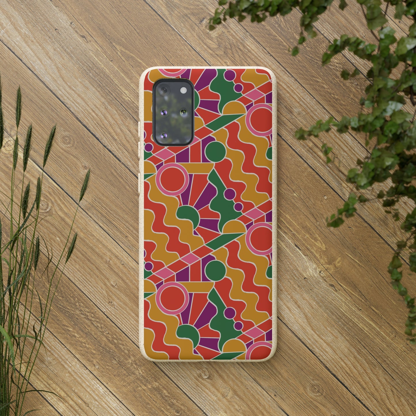 Day Trippin' Biodegradable Phone Case, purple, red, yellow and green