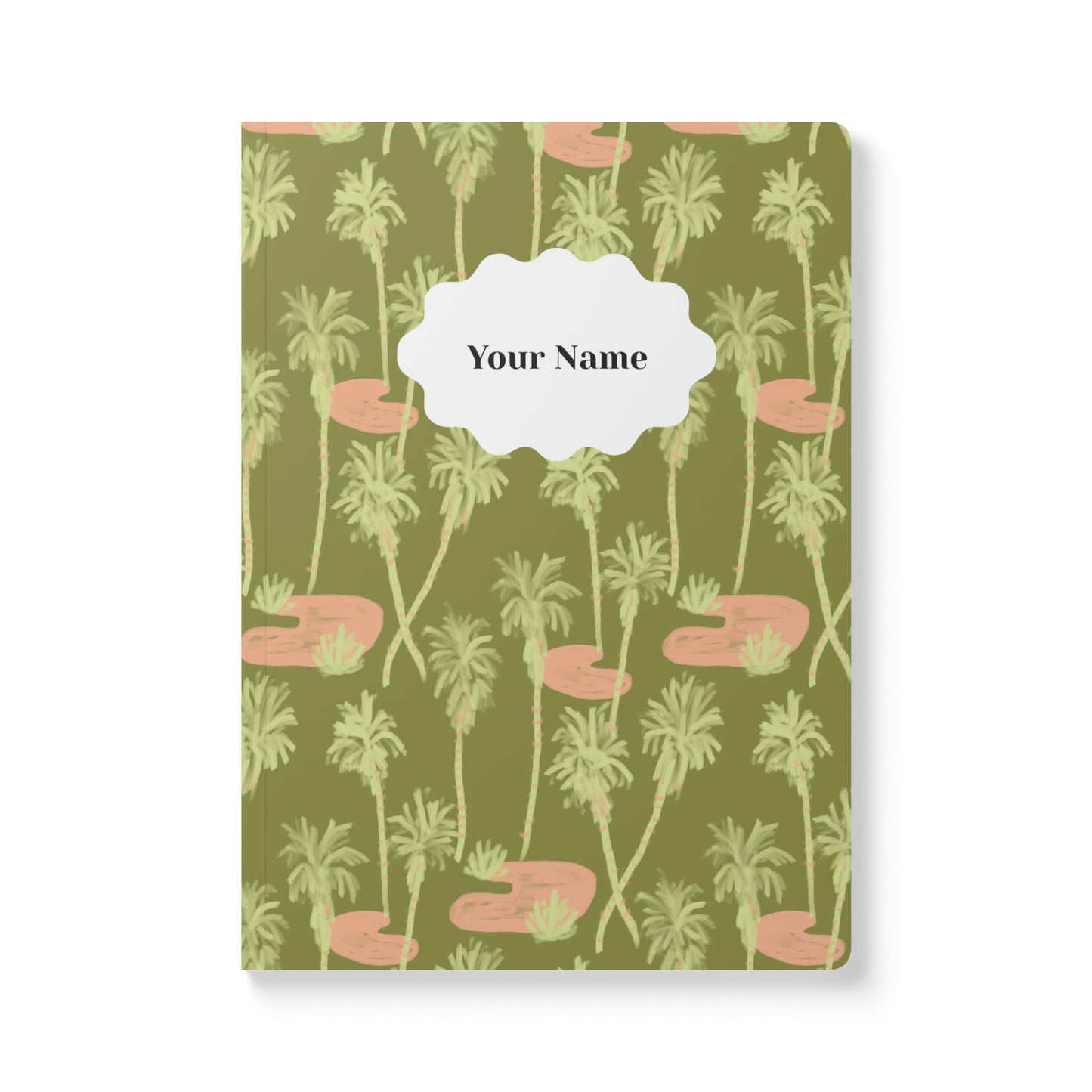 Palm Oasis Softcover Personalized Journal, olive green