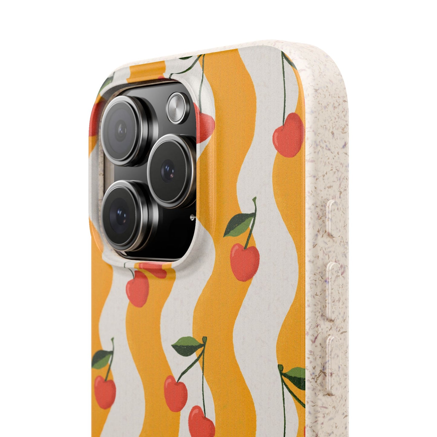 Wavy Cherry Phone Case - white and yellow - Eco-Friendly, Biodegradable