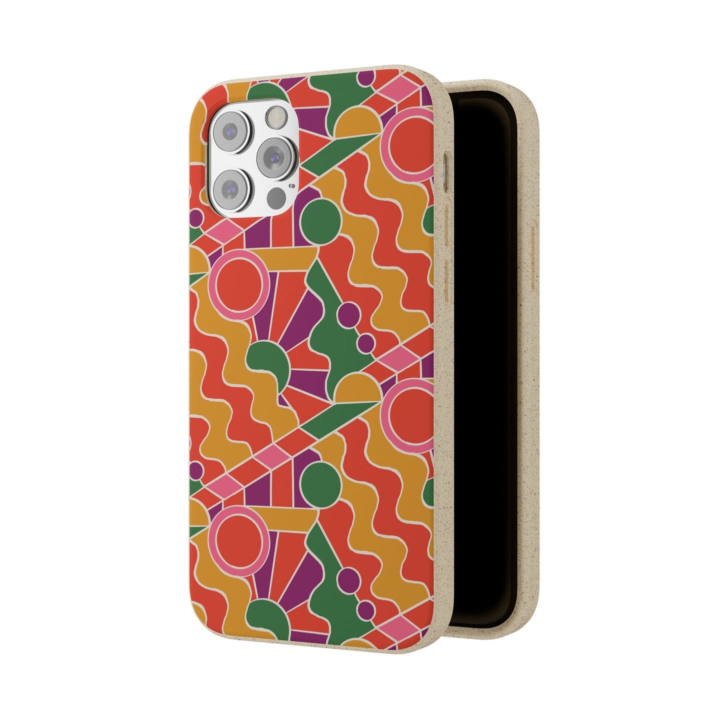 Day Trippin' Biodegradable Phone Case, purple, red, yellow and green