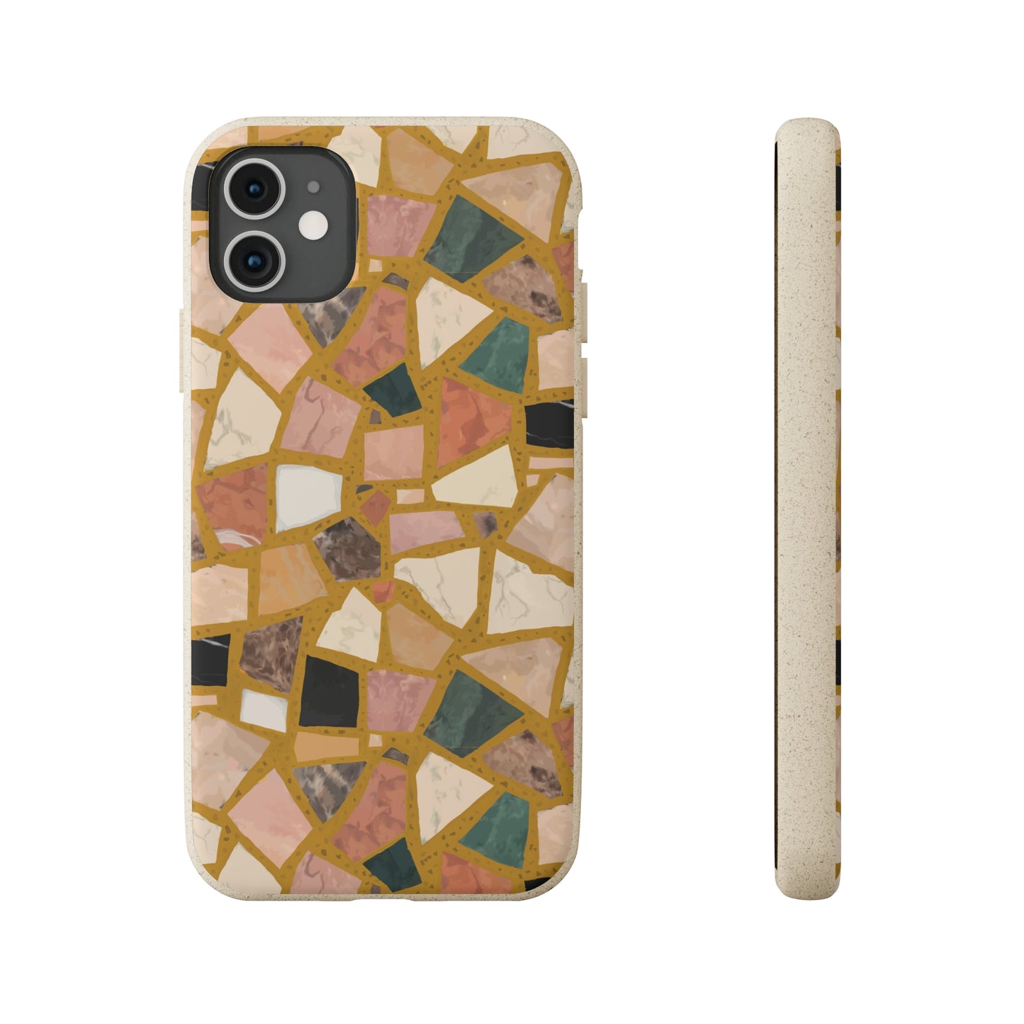 Dolce Terrazzo Biodegradable Phone Case, mustard yellow