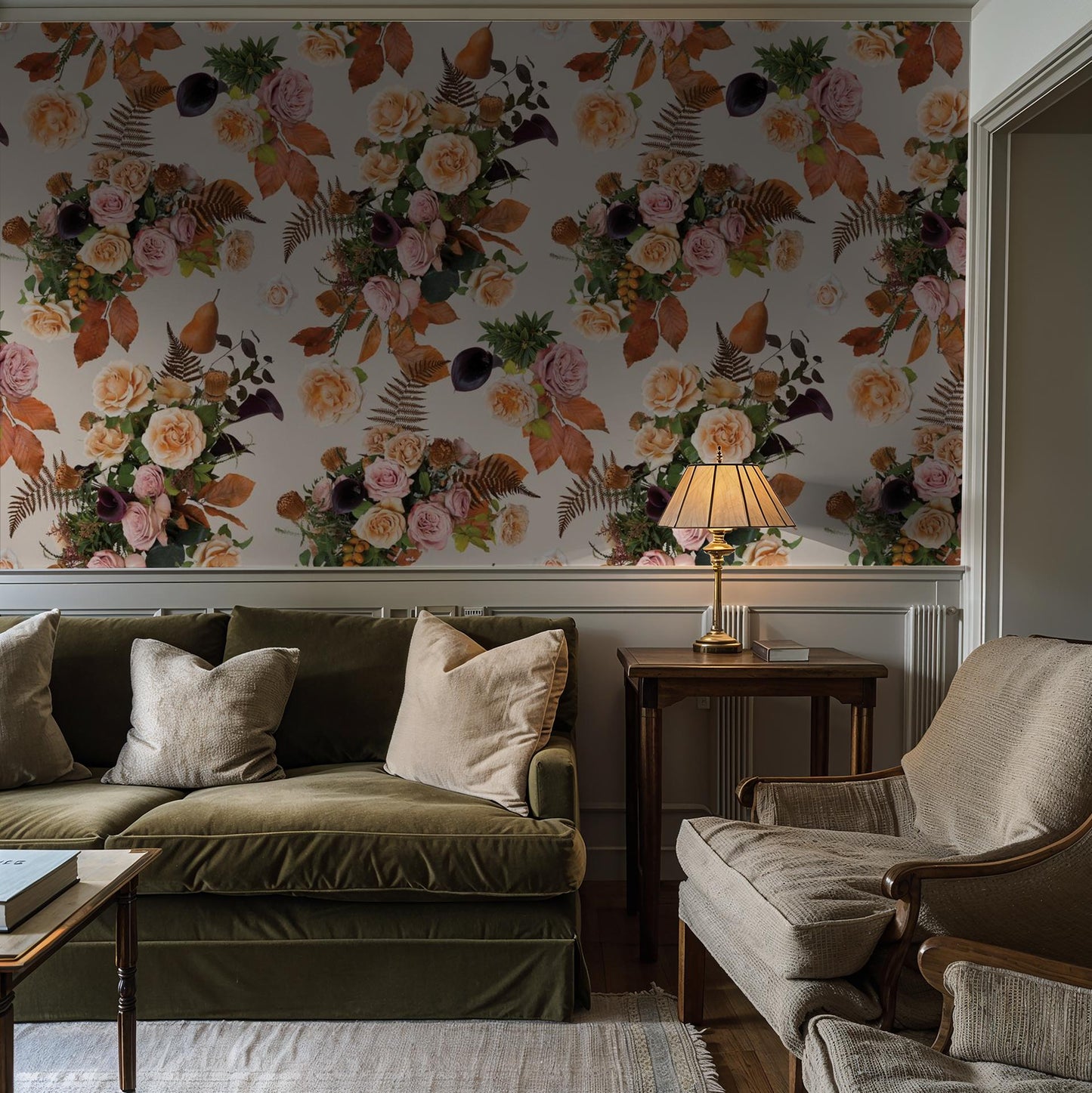 Honey & Poppies Wallpaper, off-white