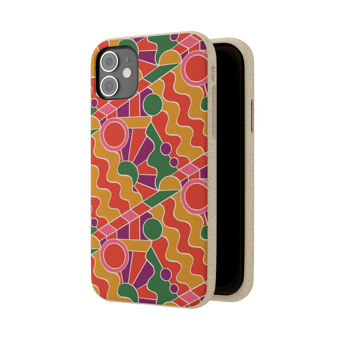 Day Trippin' Biodegradable Phone Case, purple, red, yellow and green