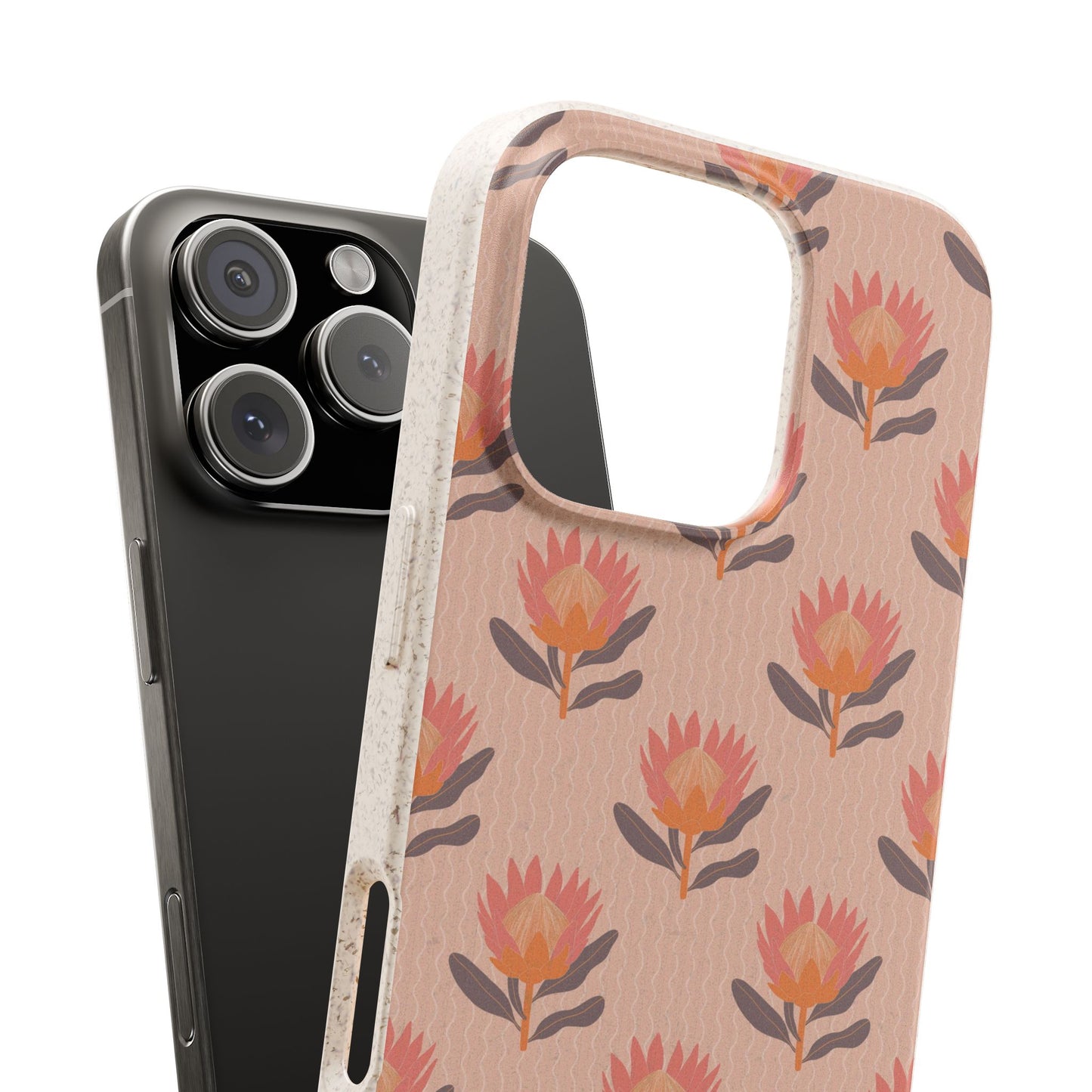 King Protea Phone Case - coral and orange - Eco-Friendly, Biodegradable