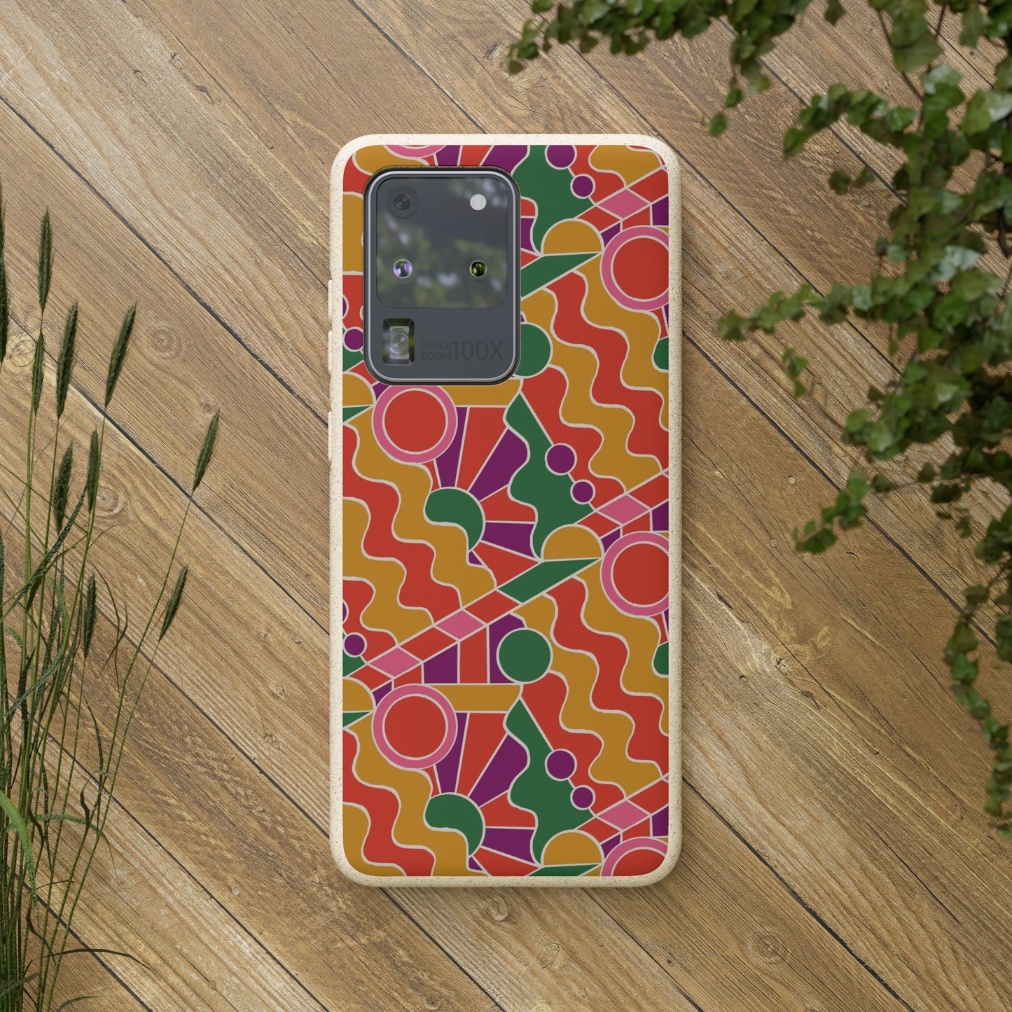 Day Trippin' Biodegradable Phone Case, purple, red, yellow and green