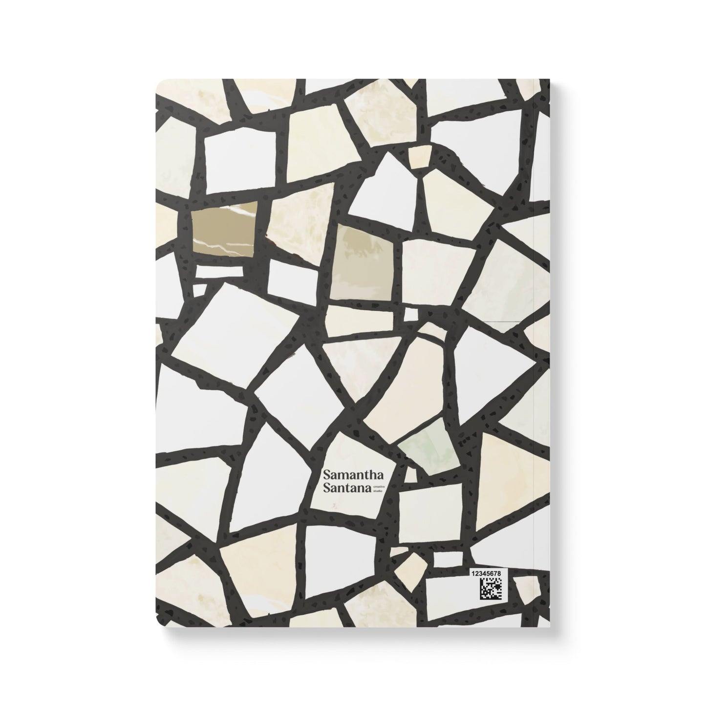 Dolce Terrazzo Softcover Personalized Journal, black and white (add your name)