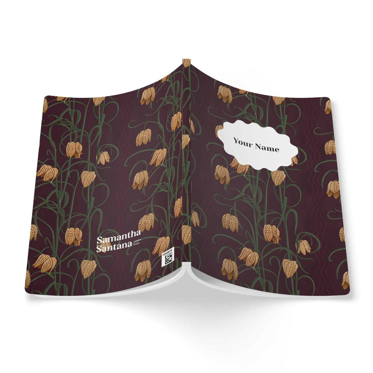 Campanas Softcover Personalized Journal, eggplant & toffee (add your name)