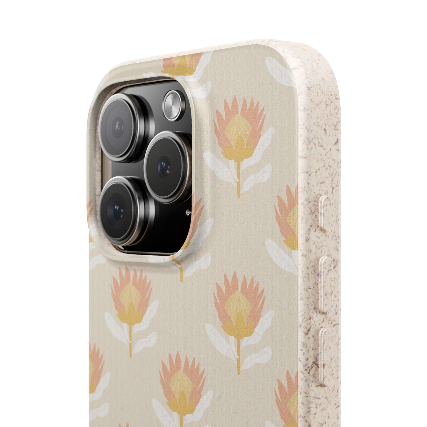 King Protea Phone Case - tan and light coral - Eco-Friendly, Biodegradable