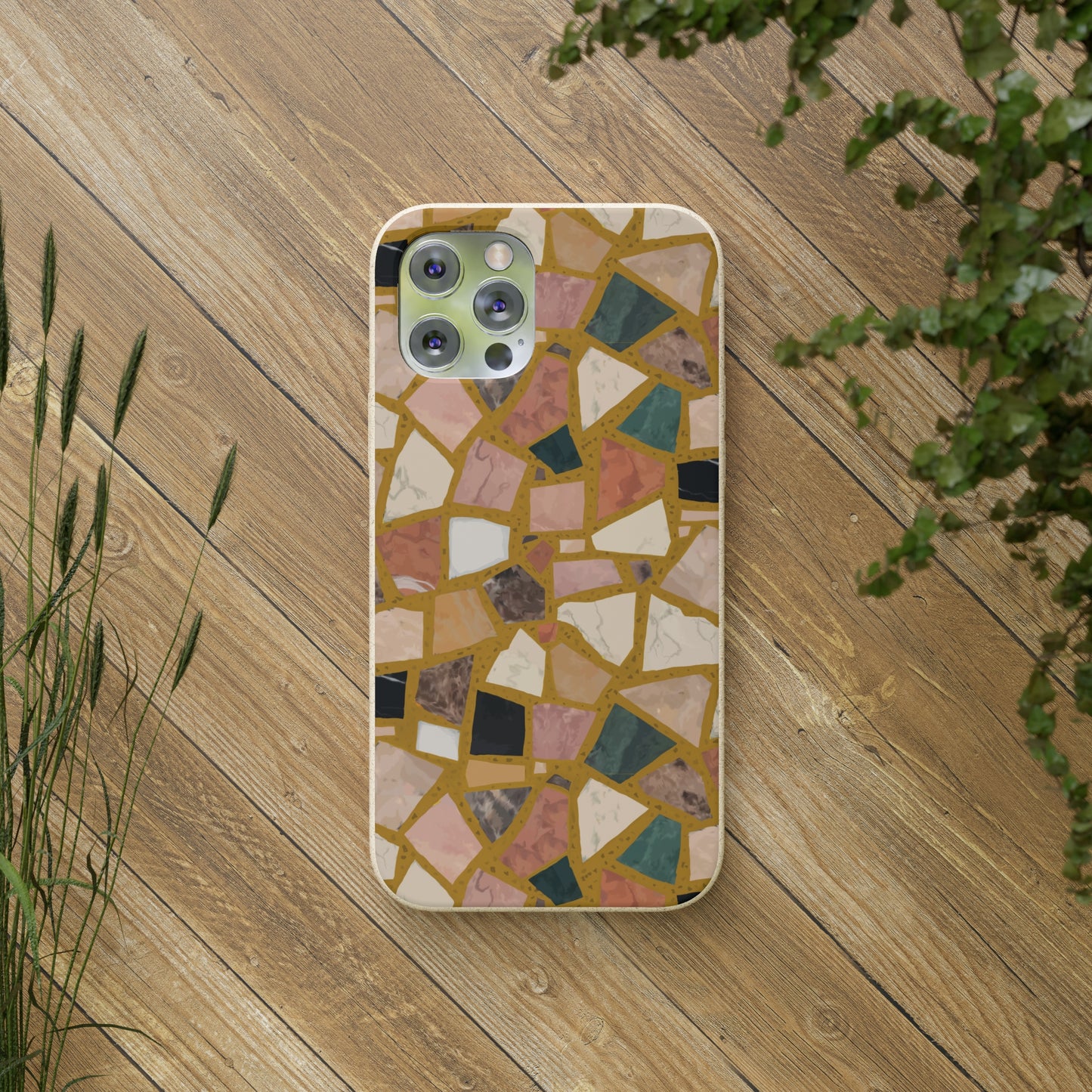 Dolce Terrazzo Biodegradable Phone Case, mustard yellow