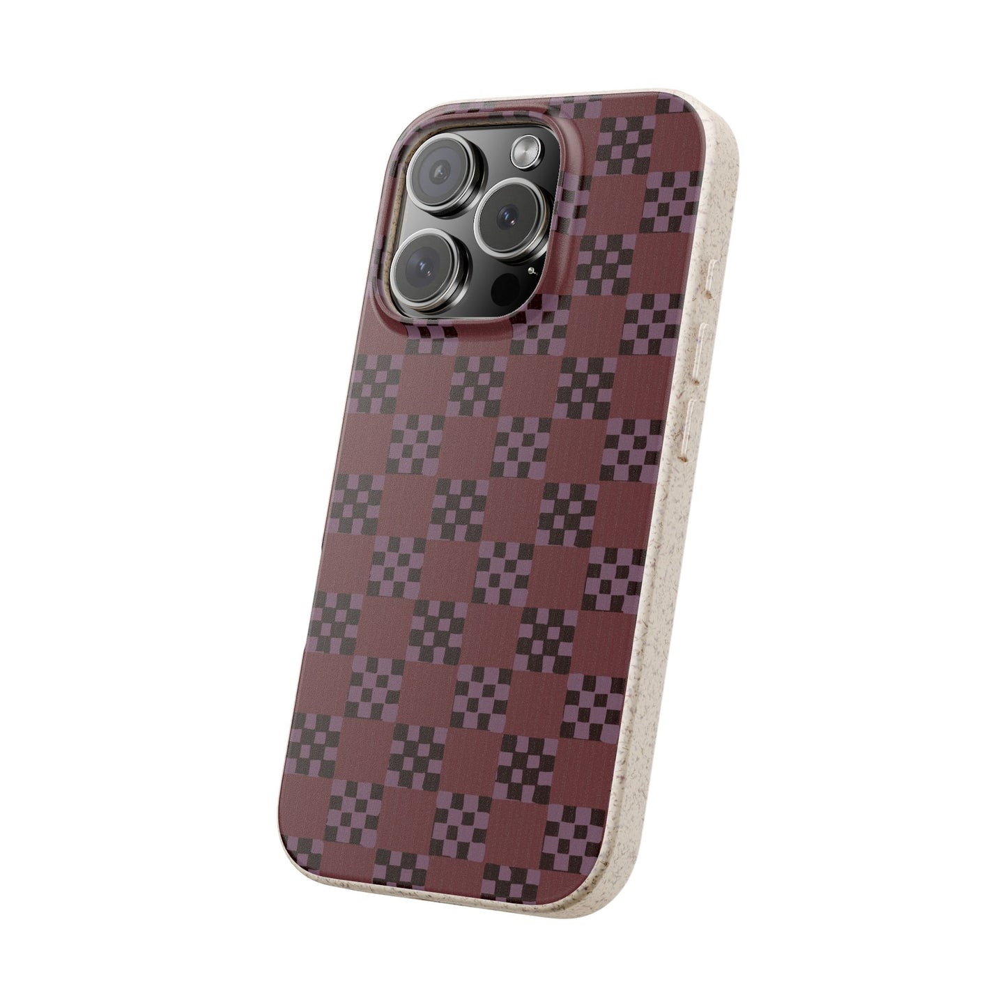 Checkered Quilt Phone Case - eggplant - Eco-Friendly, Biodegradable