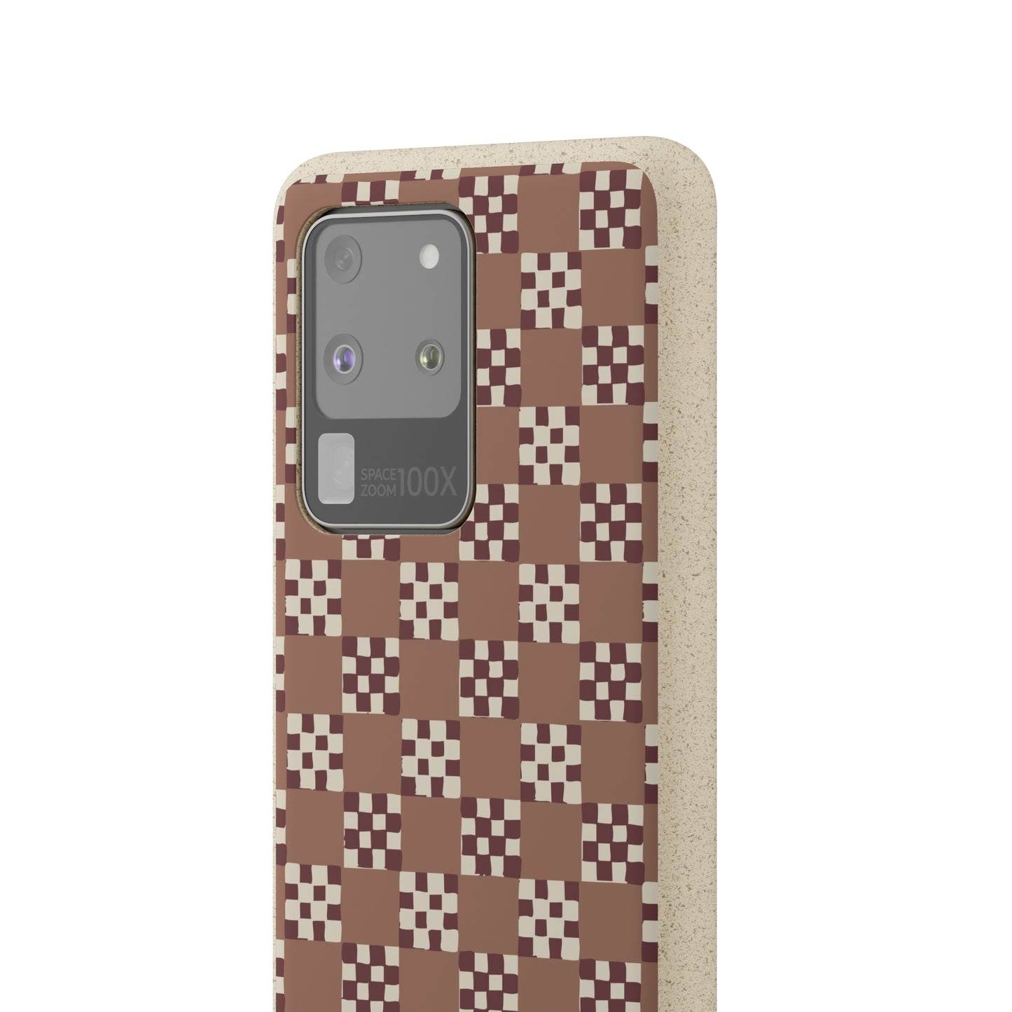 Checkered Quilt Biodegradable Phone Case, mocha mousse