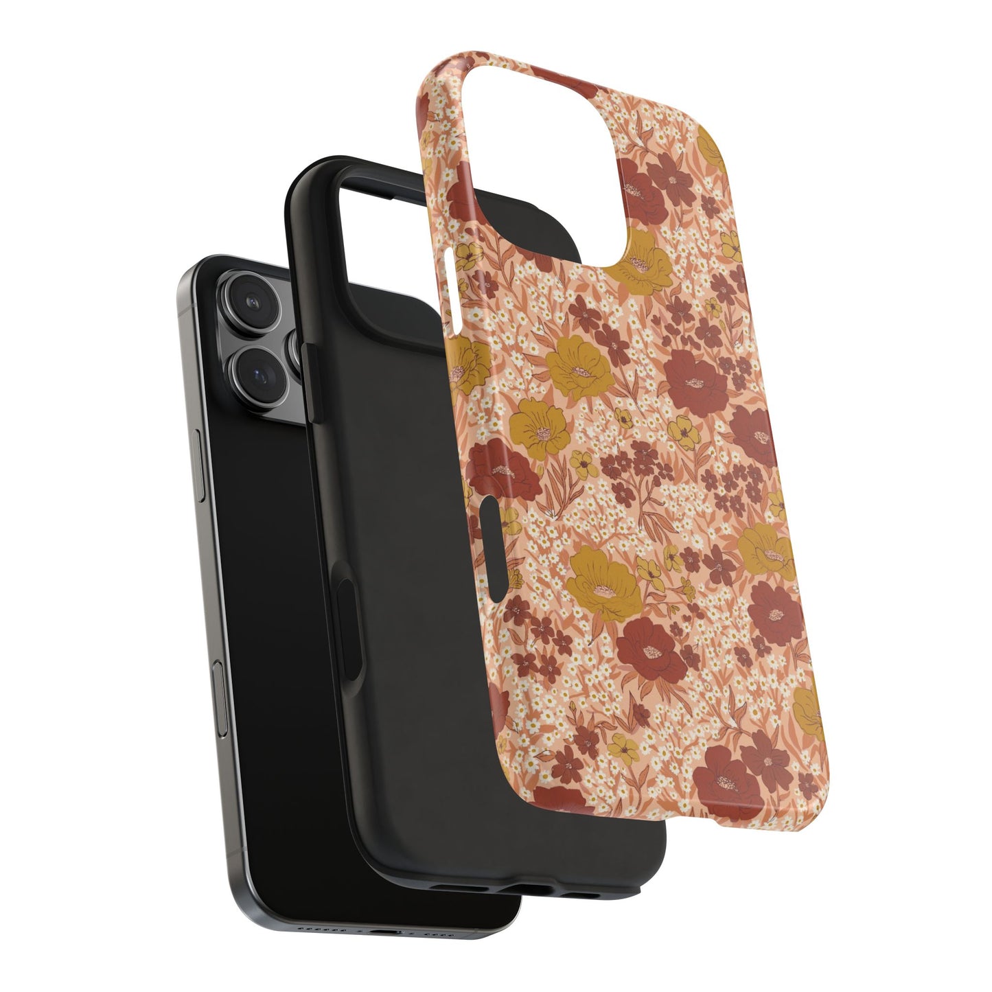 Wildflower Meadow Retro Vintage Floral Tough Phone Case Protection - Peach, Personalizable