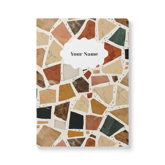 Dolce Terrazzo Softcover Personalized Journal, white and multicolor (add your name)