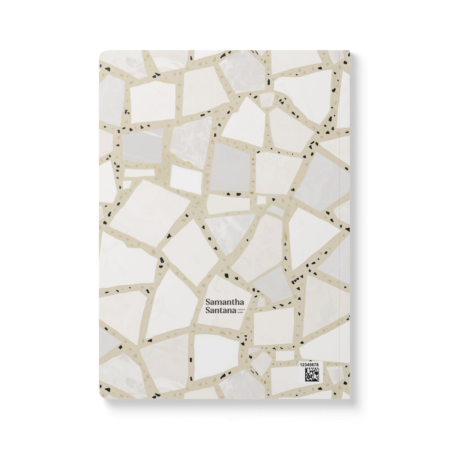 Dolce Terrazzo Softcover Personalized Journal, neutral and white (add your name)