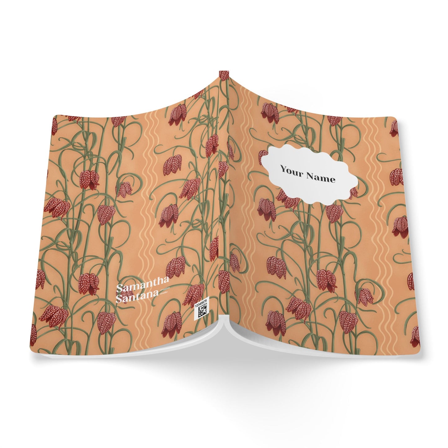 Campanas Softcover Personalized Journal, peach & rust (add your name)