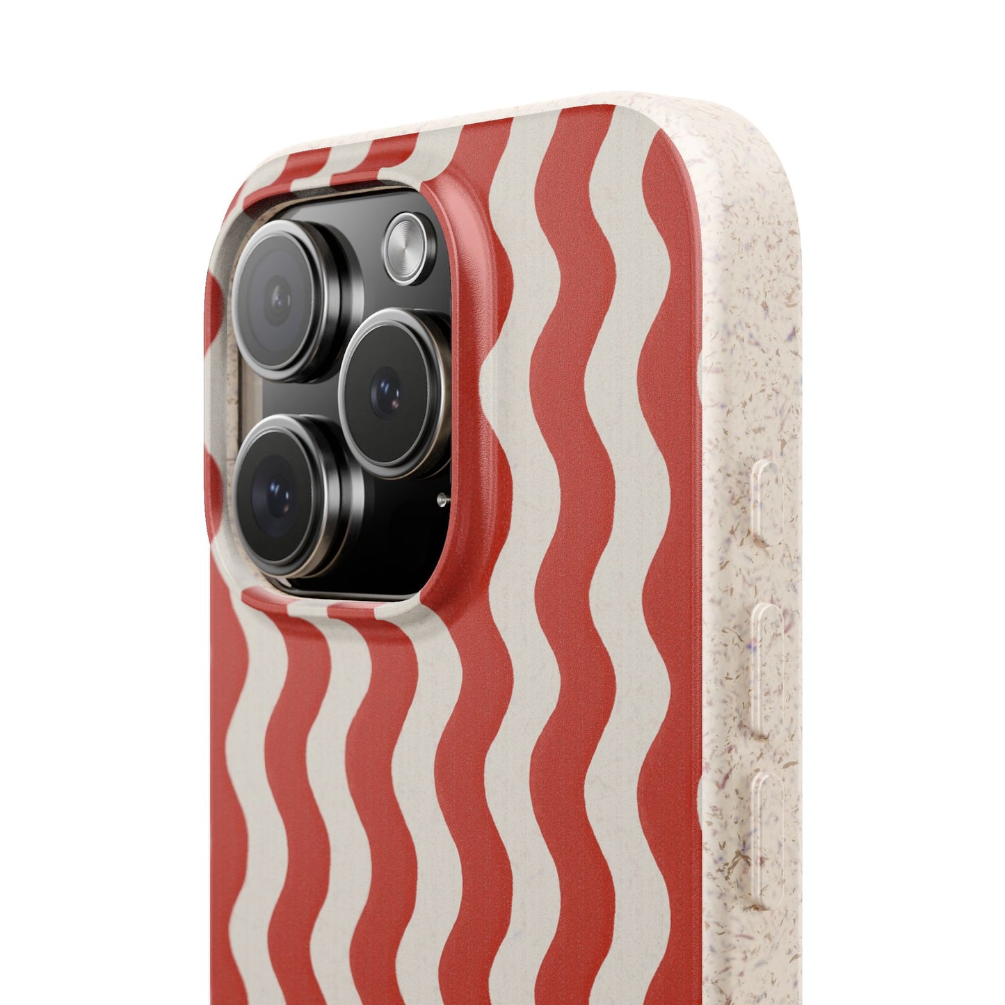 Ziggy Stripe Phone Case - white and brick red - Eco-Friendly, Biodegradable