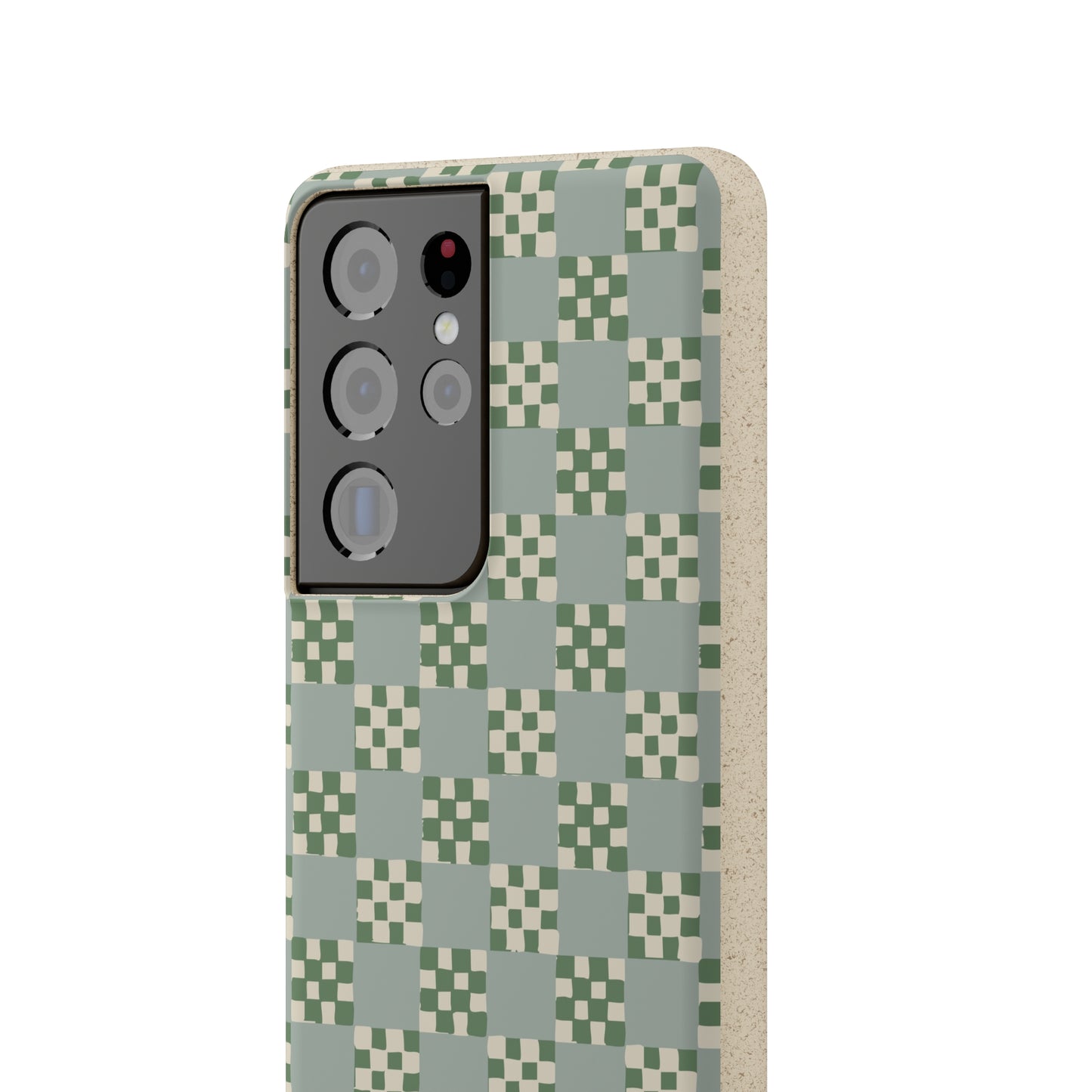 Checkered Quilt Biodegradable Phone Case, mint and green