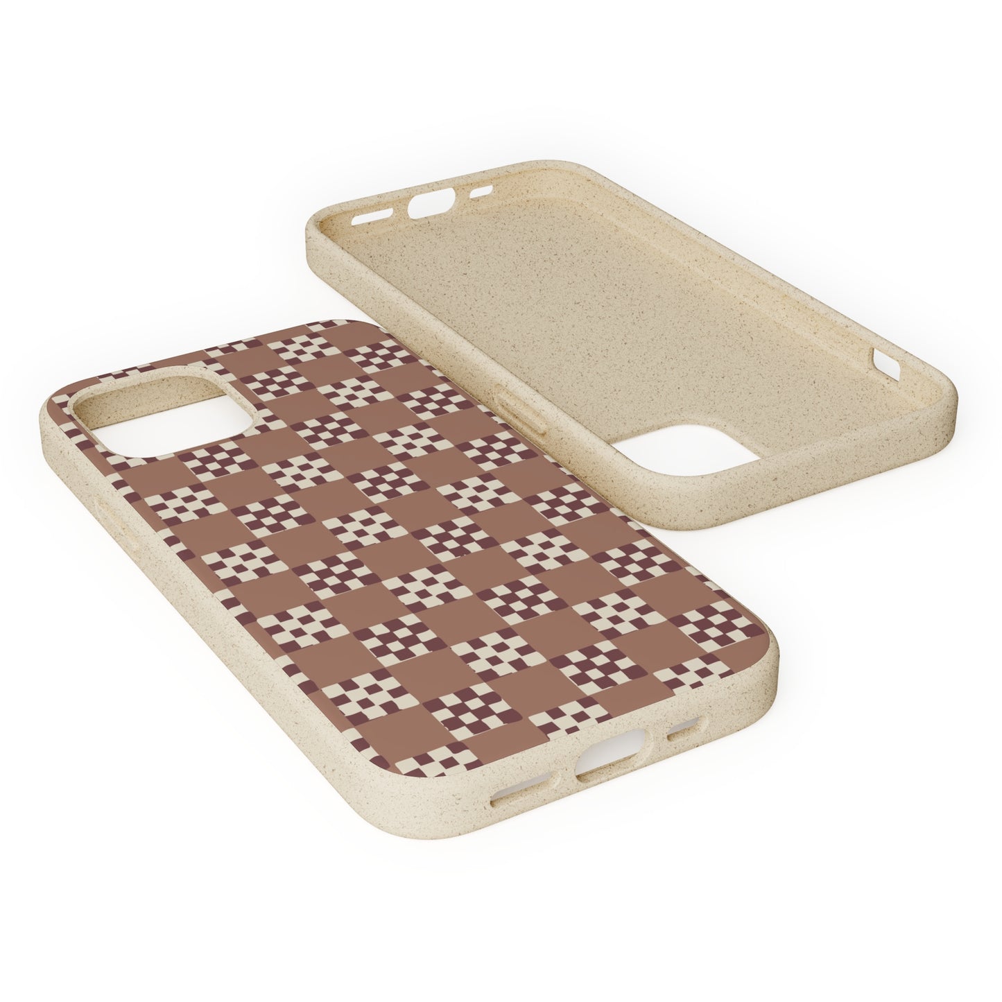 Checkered Quilt Biodegradable Phone Case, mocha mousse