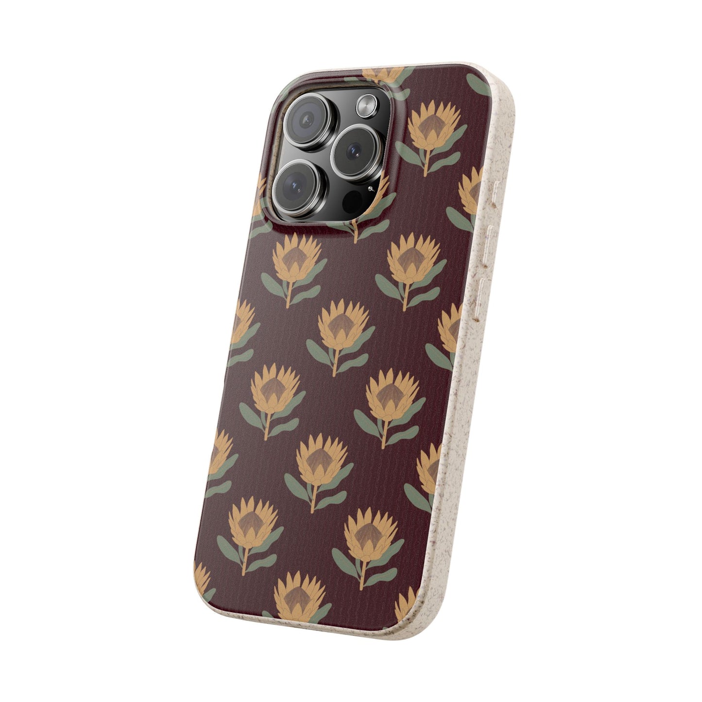 King Protea Phone Case - park plum and butter yellow - Eco-Friendly, Biodegradable