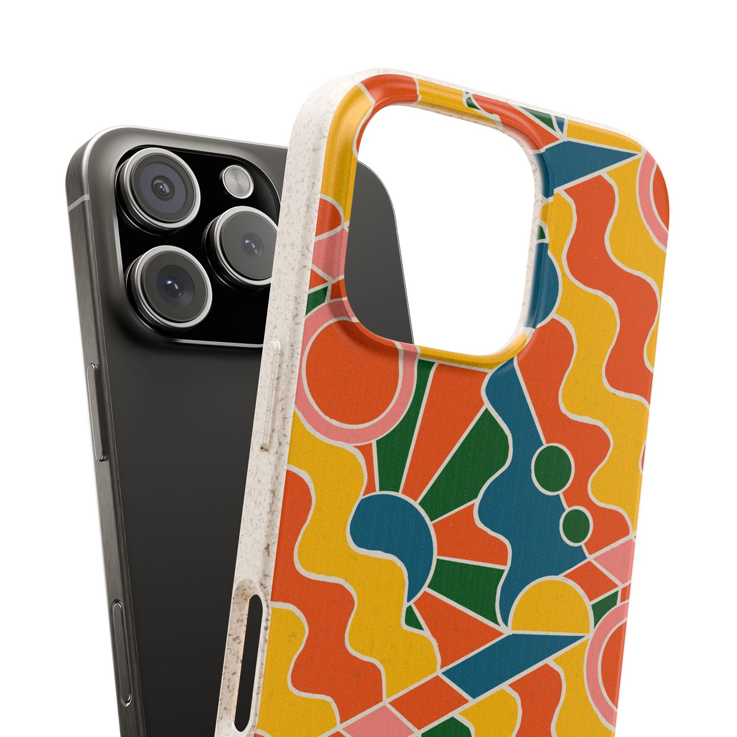 Day Trippin' Phone Case - yellow, orange, pink and green - Eco-Friendly, Biodegradable
