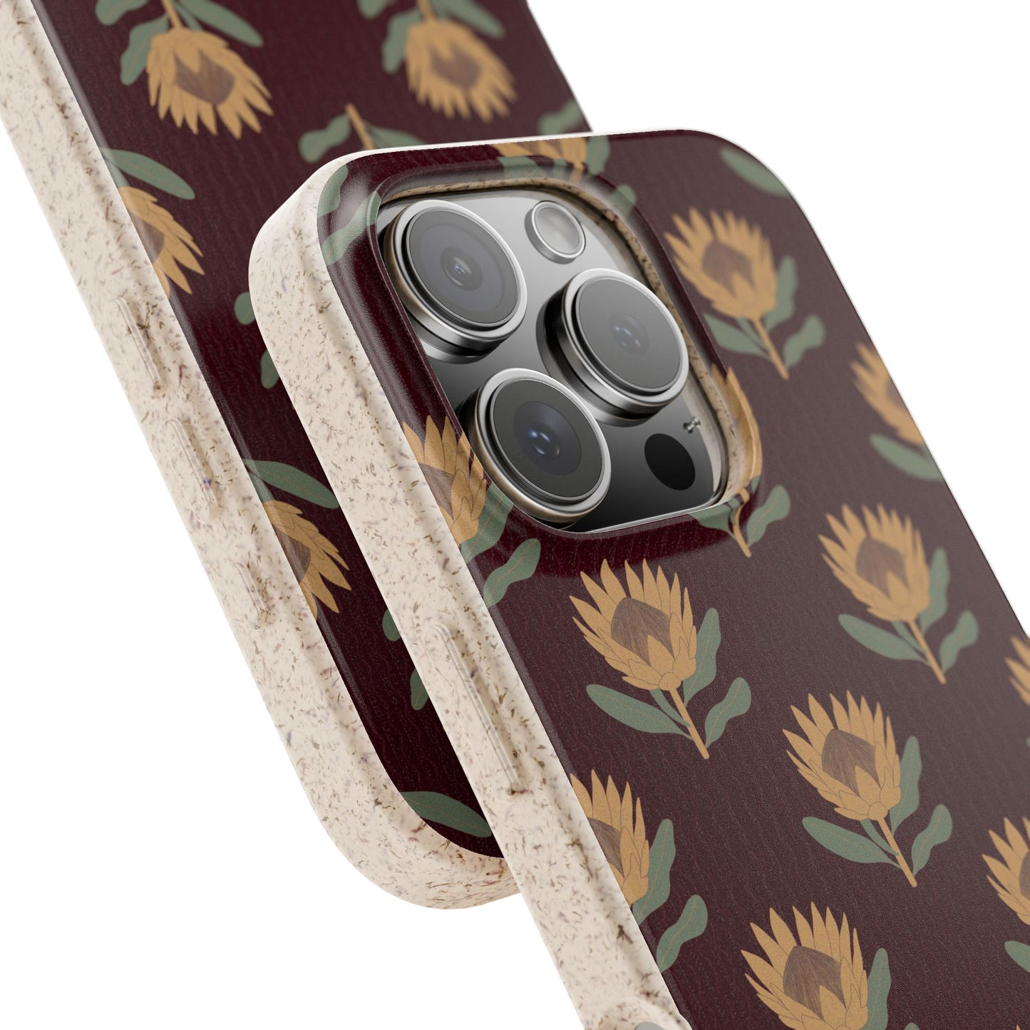 King Protea Phone Case - park plum and butter yellow - Eco-Friendly, Biodegradable