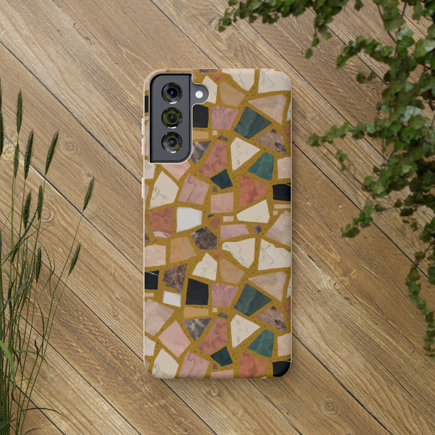 Dolce Terrazzo Biodegradable Phone Case, mustard yellow