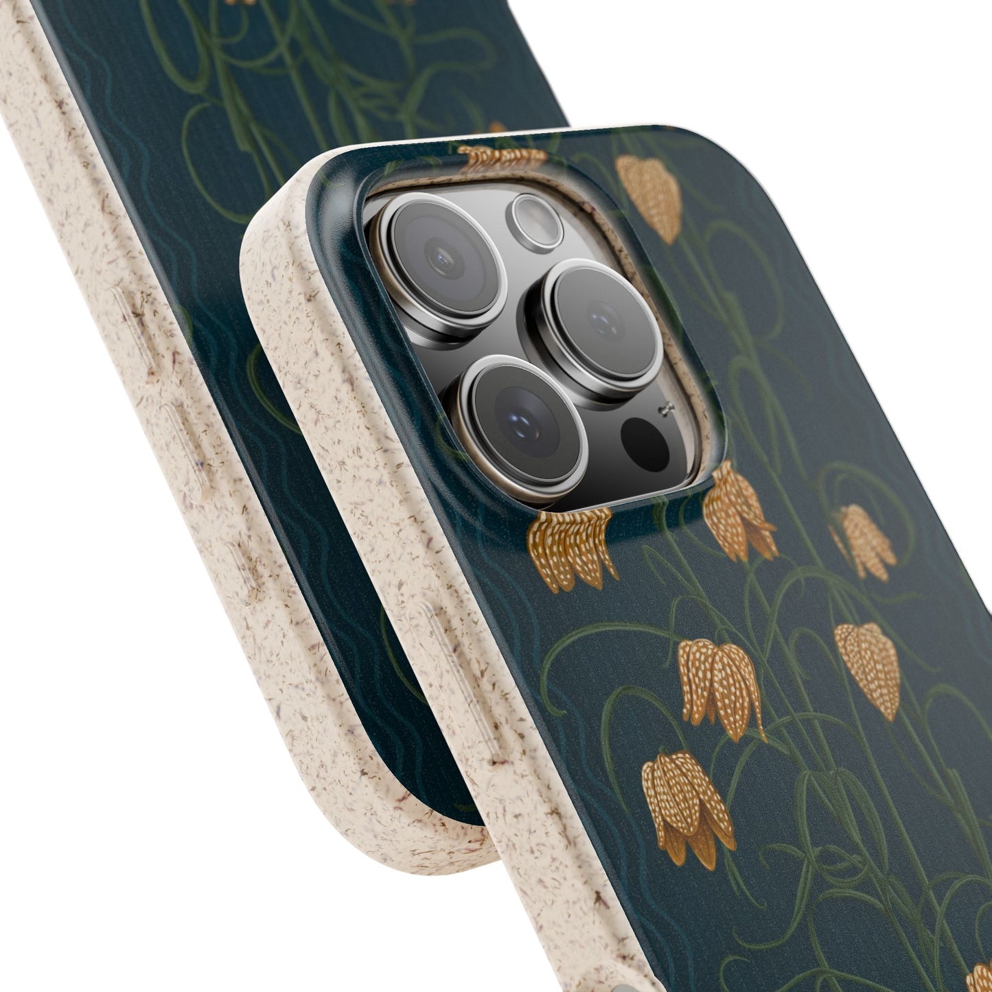 Campanas Phone Case - dark blue and goldenrod - Eco-Friendly, Biodegradable
