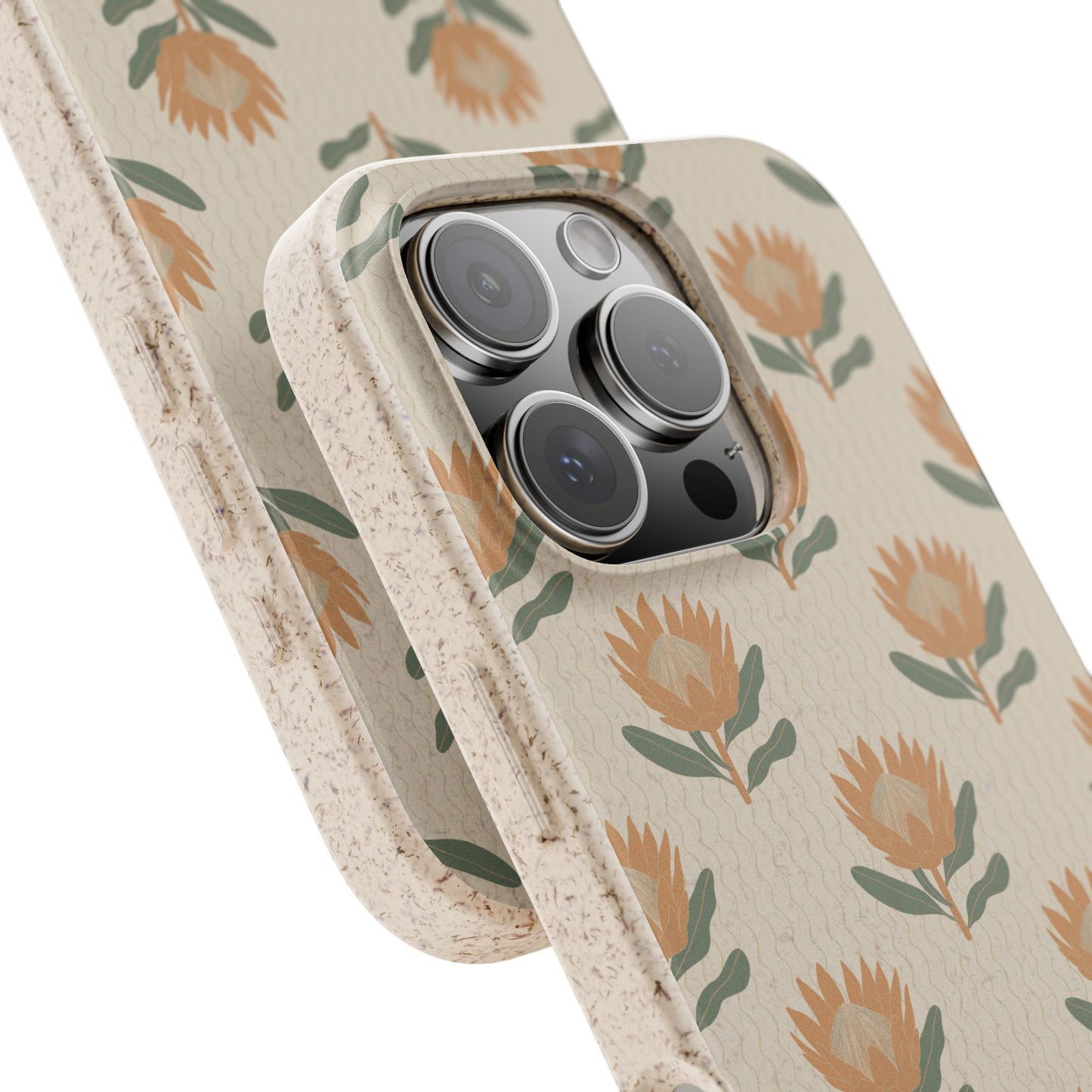 King Protea Phone Case - neutral and apricot - Eco-Friendly, Biodegradable