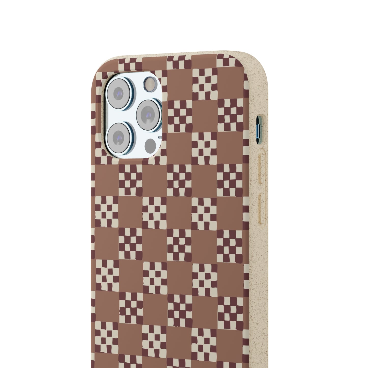 Checkered Quilt Biodegradable Phone Case, mocha mousse