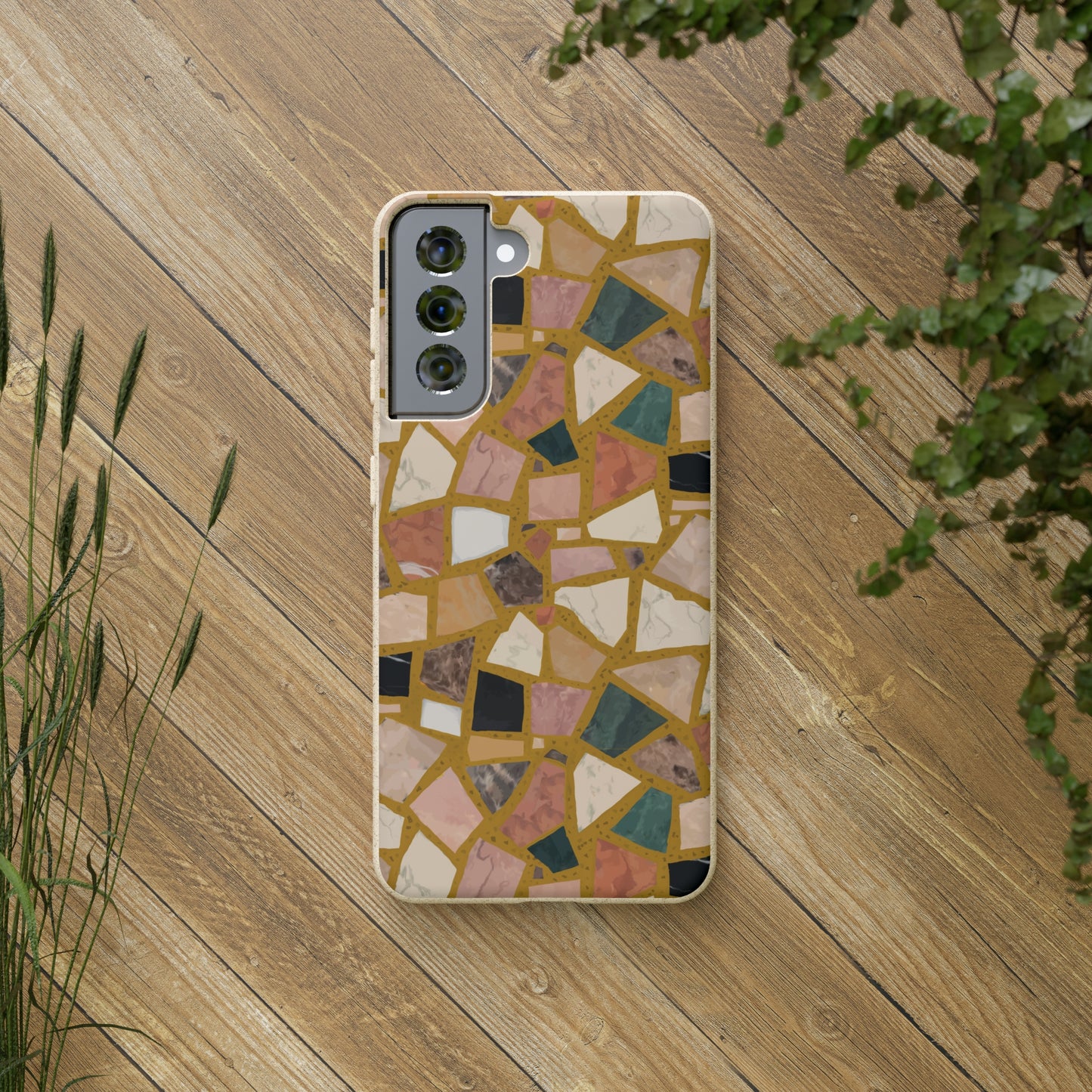 Dolce Terrazzo Biodegradable Phone Case, mustard yellow