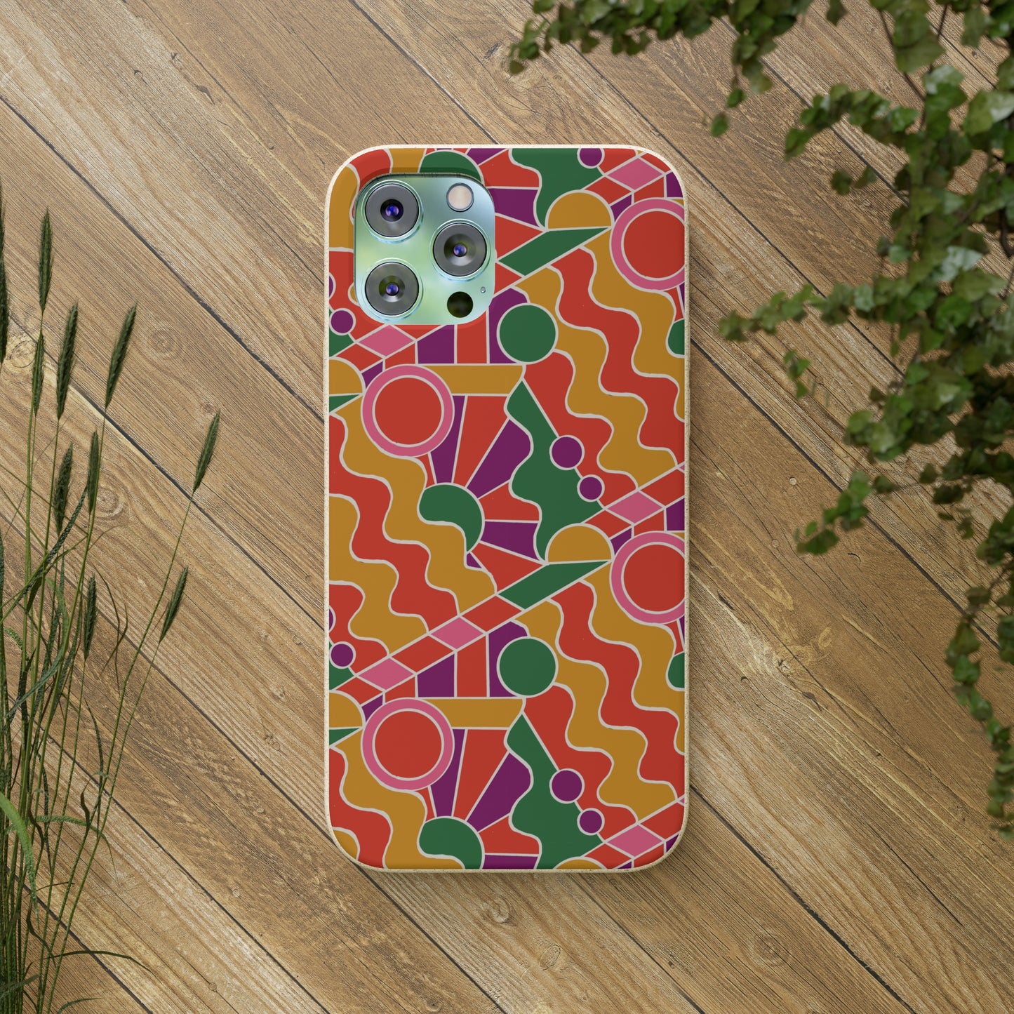 Day Trippin' Biodegradable Phone Case, purple, red, yellow and green