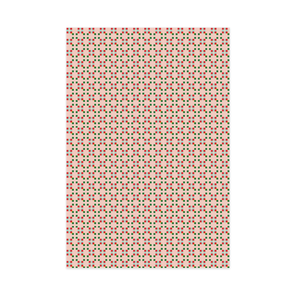 Christmas Quilt Wrapping Paper, Large Roll, peach