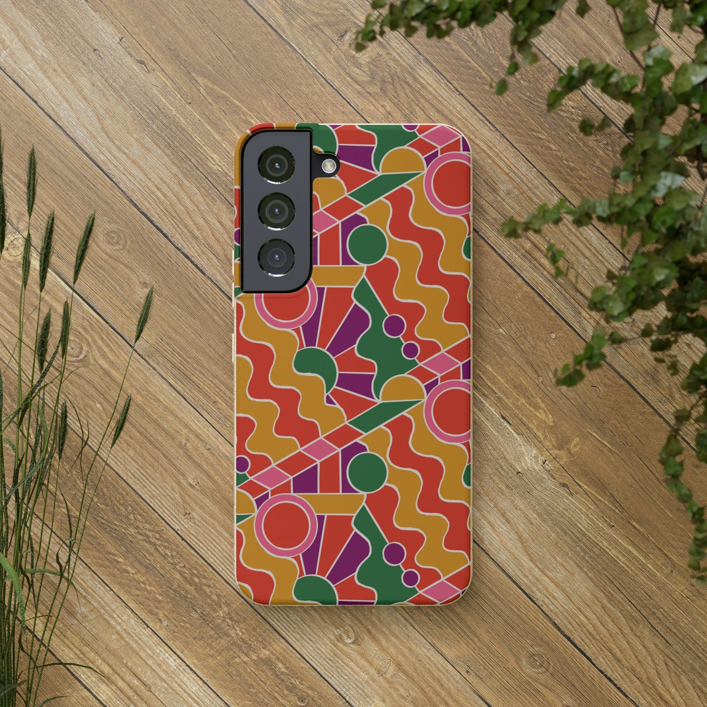 Day Trippin' Biodegradable Phone Case, purple, red, yellow and green