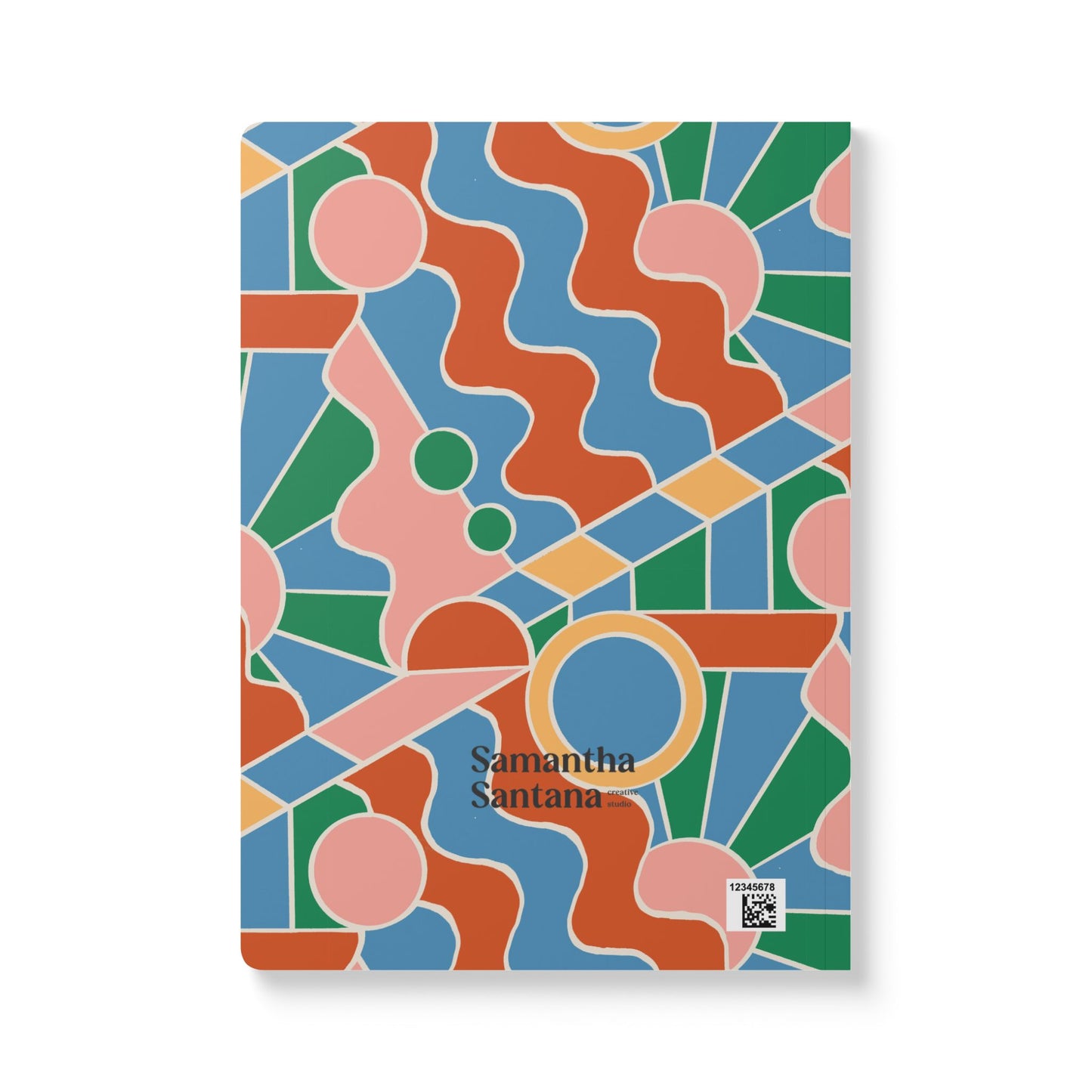 Day Trippin' Softcover Journal, blue, green, pink and brick red