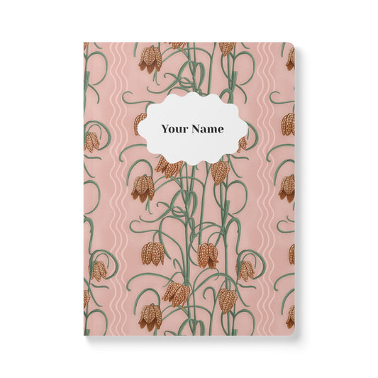 Campanas Softcover Personalized Journal, dusty pink &  orange (add your name)