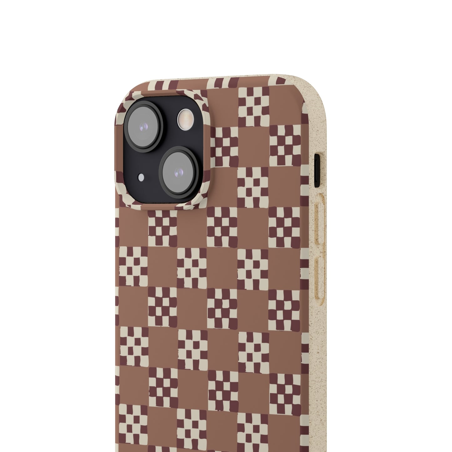 Checkered Quilt Biodegradable Phone Case, mocha mousse