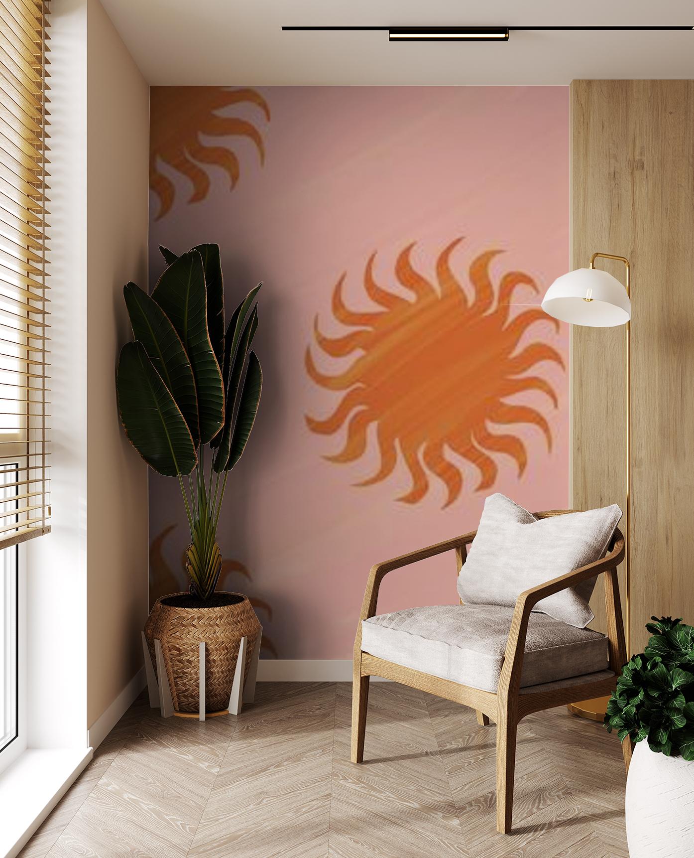 Sol Mural, pink & orange