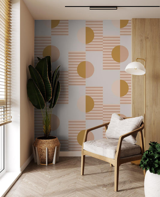 Summer Suns Wallpaper, blush & mustard