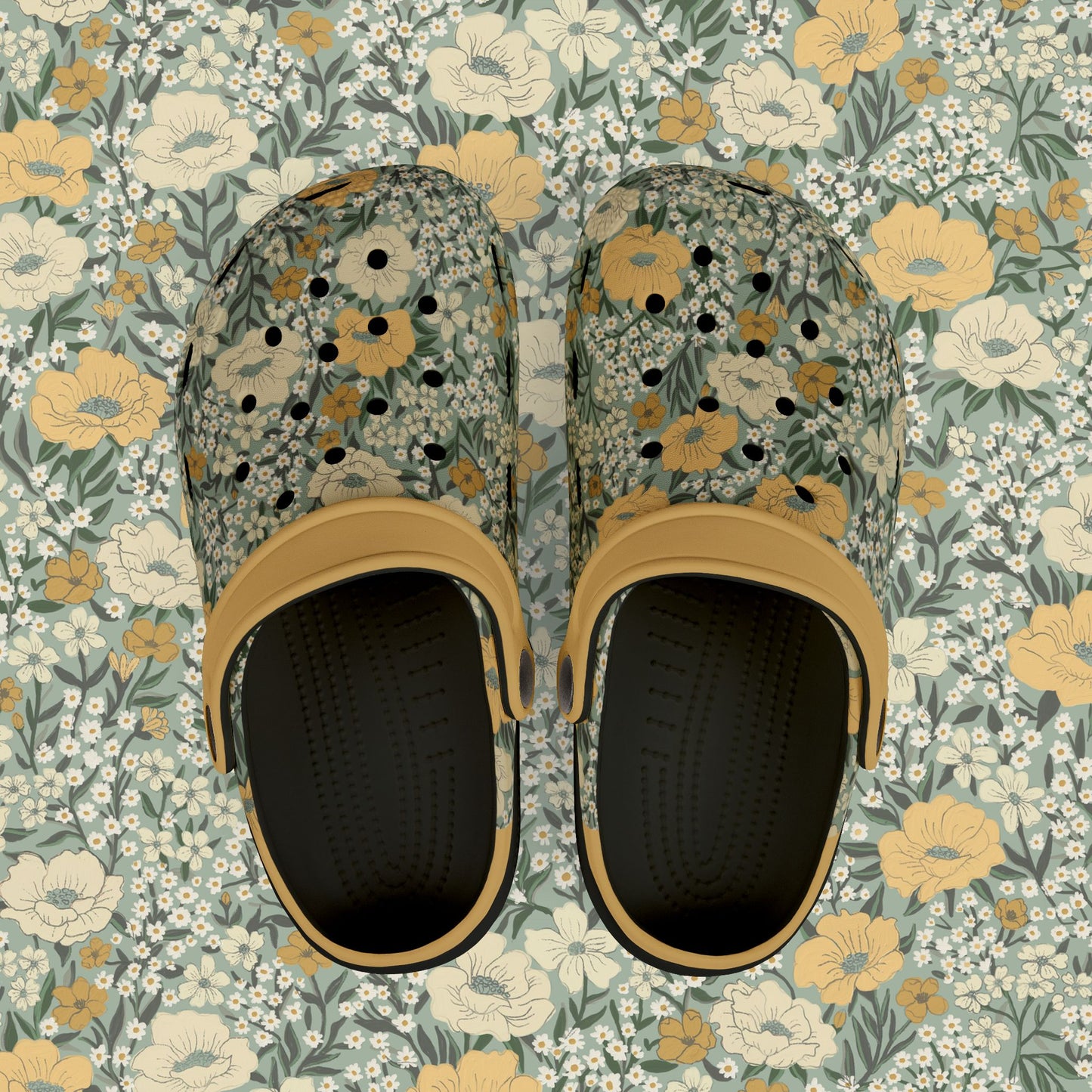Wildflower Meadow Kid's EVA Foam Clogs, dusty teal