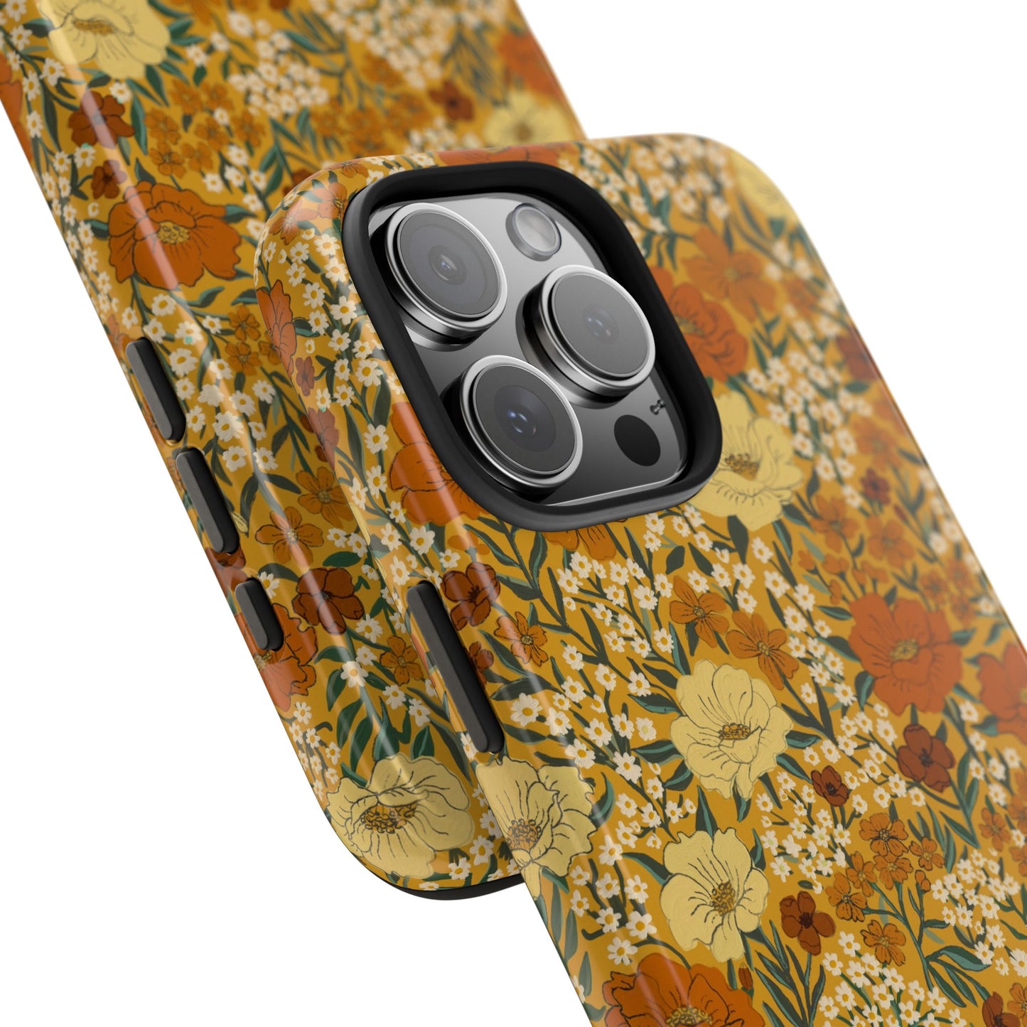 Wildflower Meadow Retro Vintage Floral Tough Phone Case Protection - Yellow, Personalizable