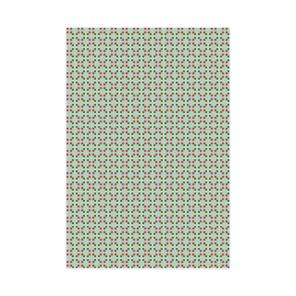 Christmas Quilt Wrapping Paper, Large Roll, mint