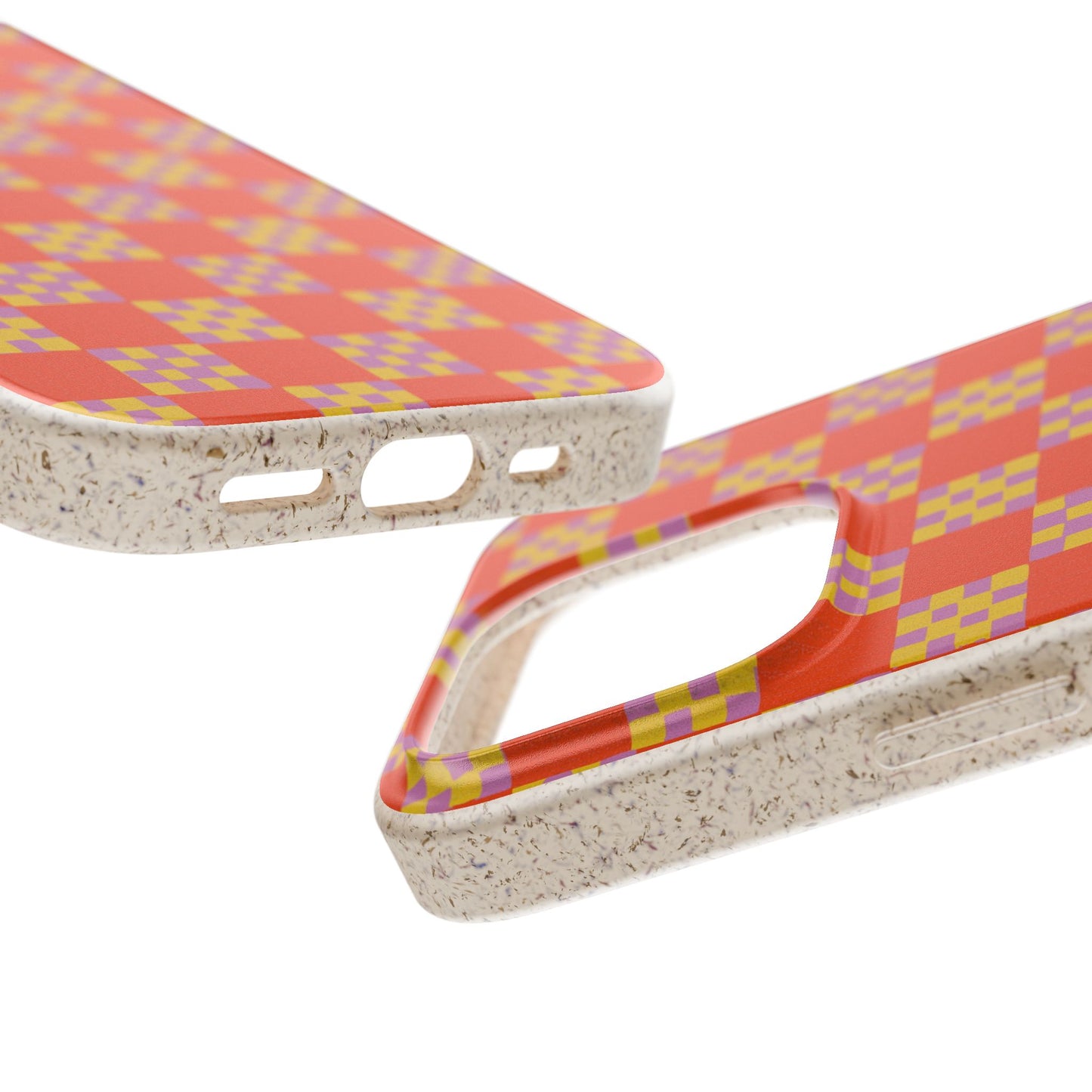 Checkered Quilt Phone Case - red orange, yellow and purple - Eco-Friendly, Biodegradable