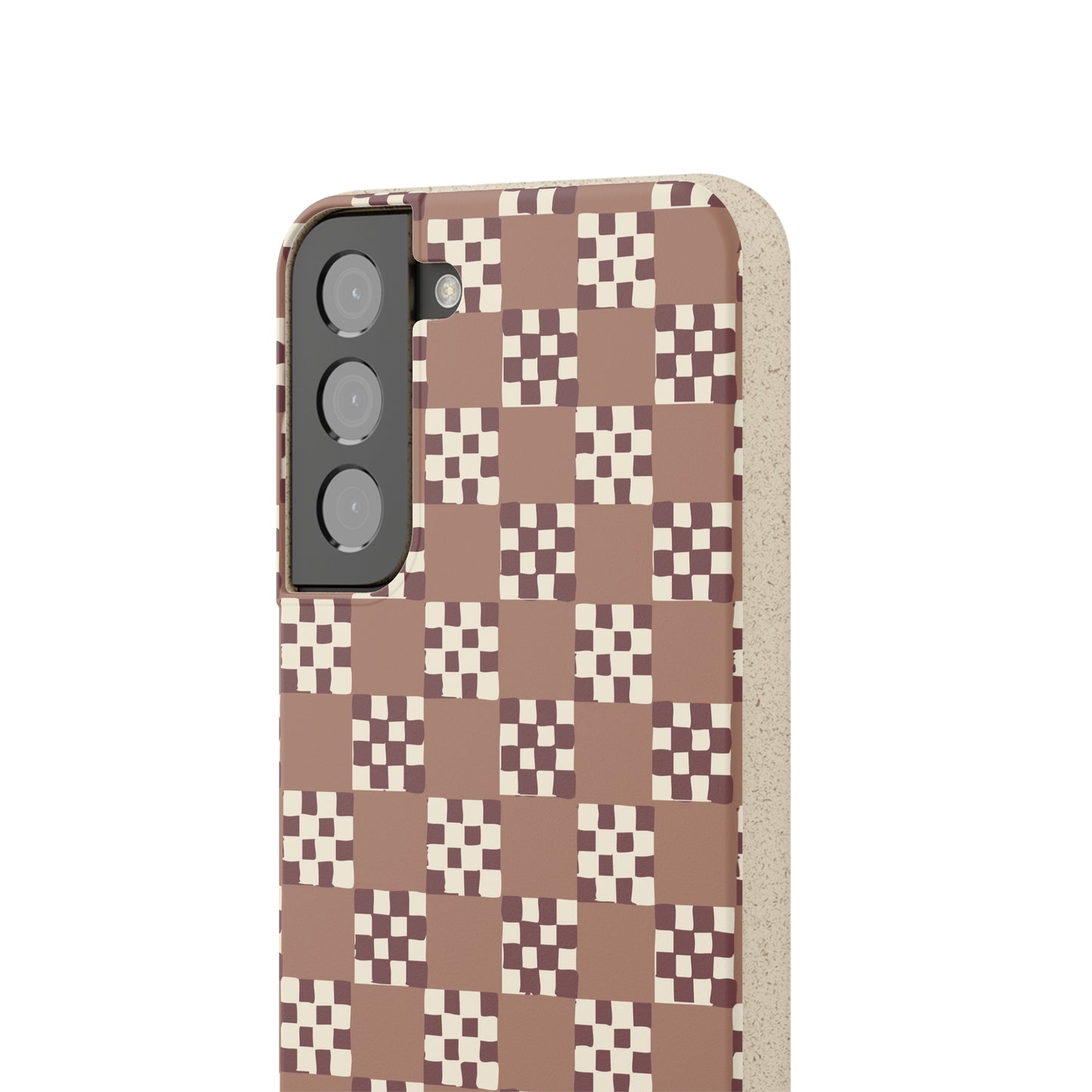 Checkered Quilt Biodegradable Phone Case, mocha mousse