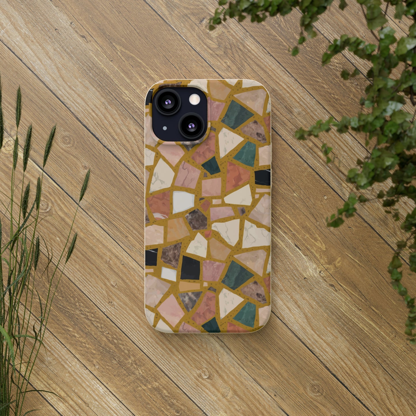 Dolce Terrazzo Biodegradable Phone Case, mustard yellow