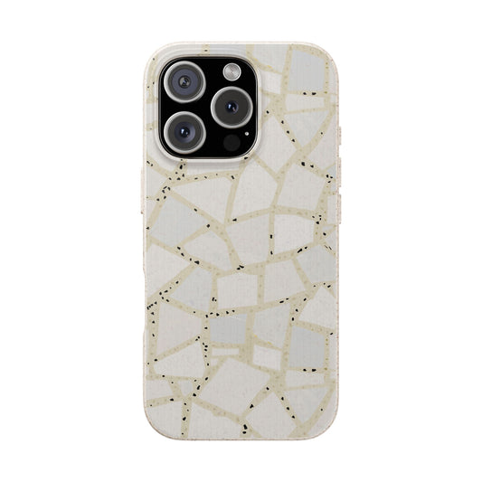Dolce Terrazzo Phone Case - tan and white - Eco-Friendly, Biodegradable