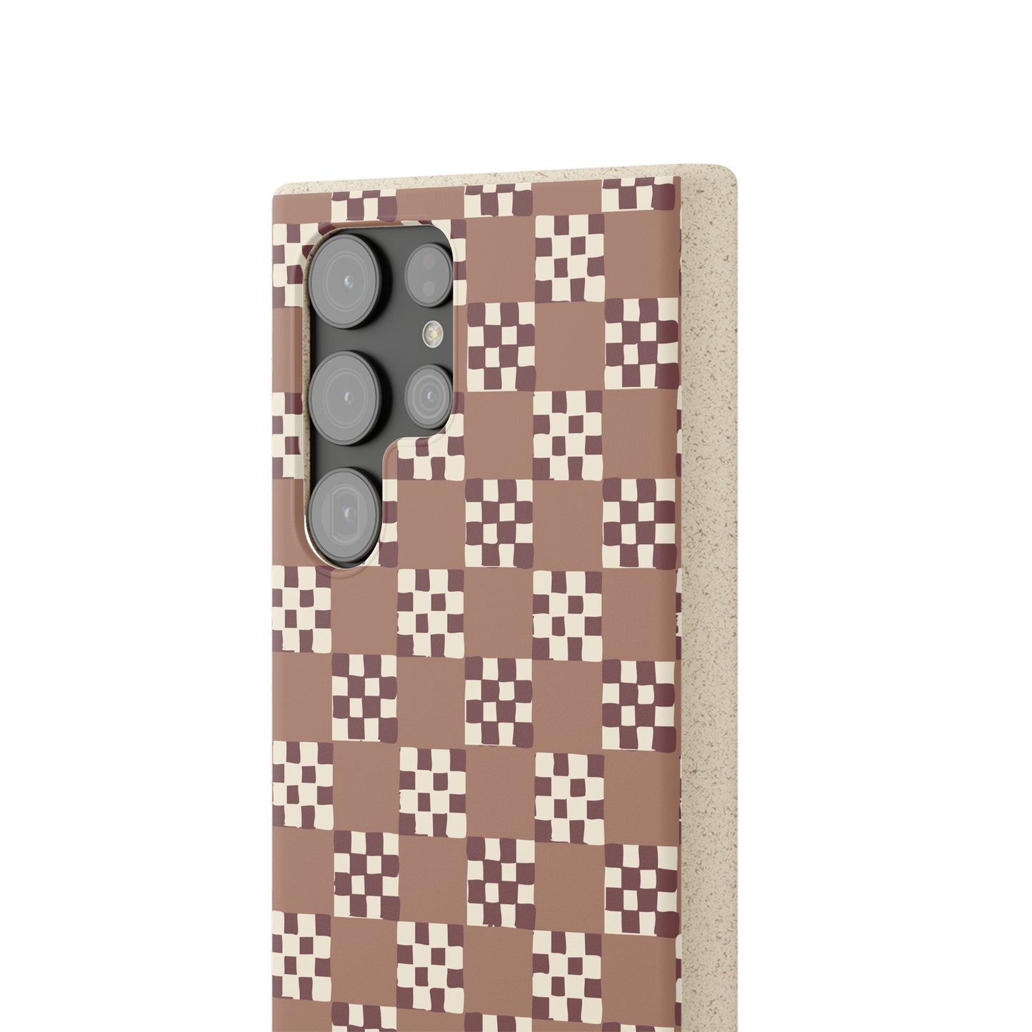 Checkered Quilt Biodegradable Phone Case, mocha mousse